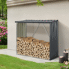 Abri-bûches extérieur acier galvanisé 156×80×152 cm gris anthracite